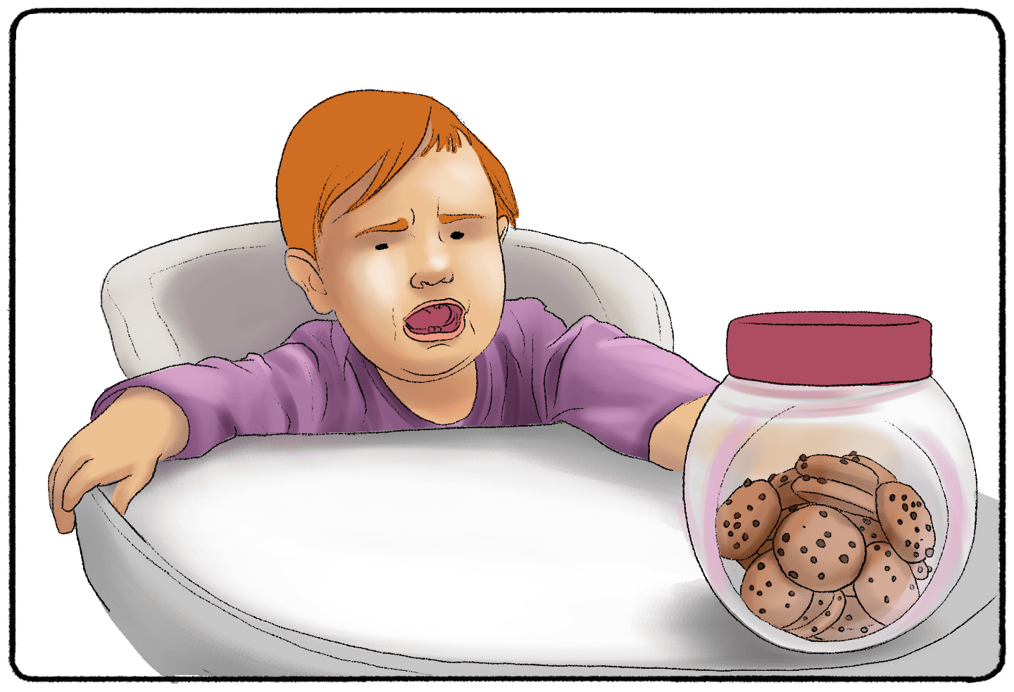 child reaching for a jar of cookies