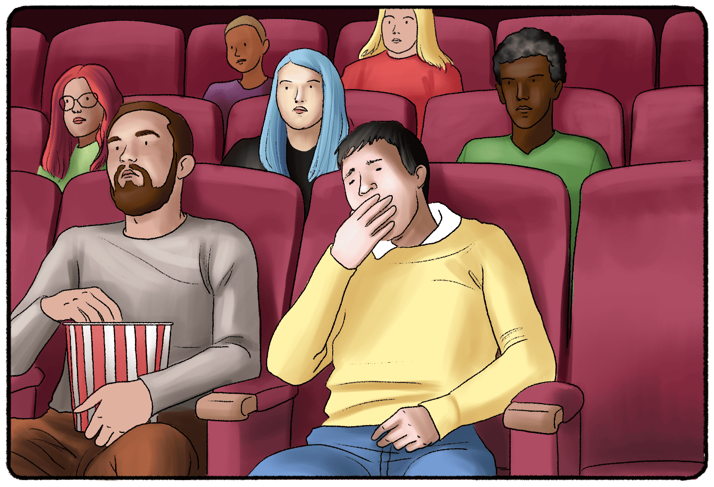 a person watching a bad movie