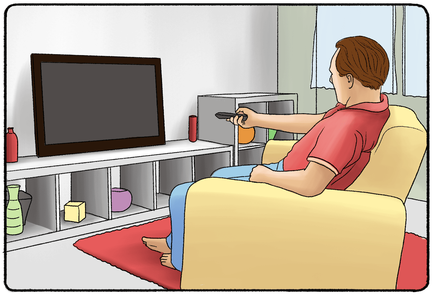 a man watching TV