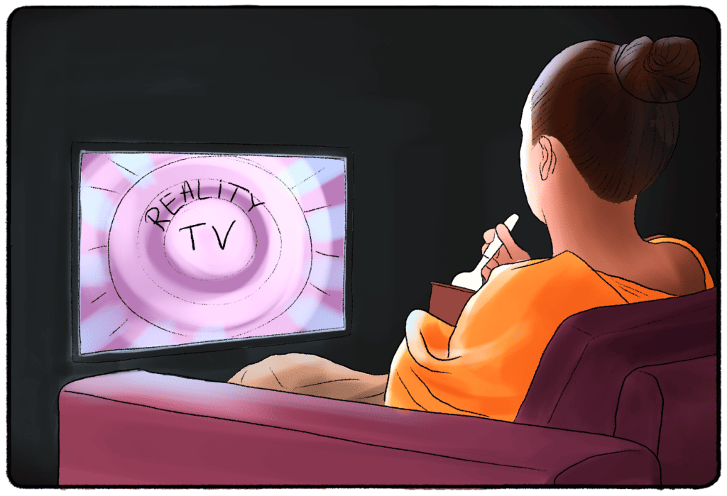 a person watching reality TV