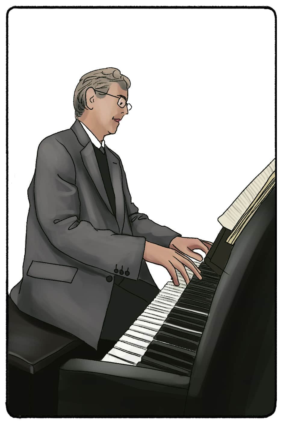 clive wearing playing the piano