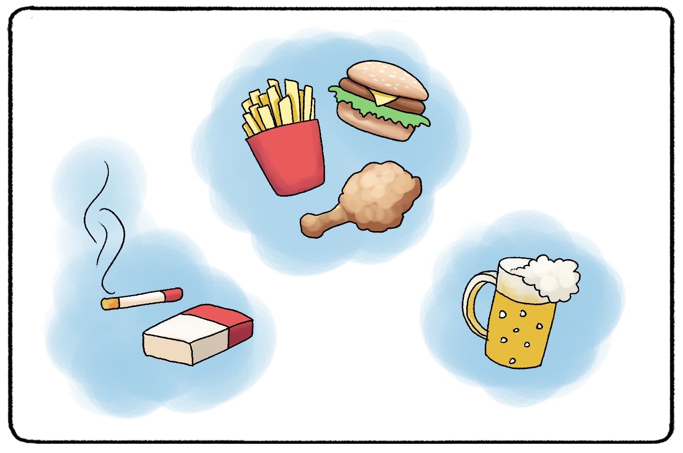 addictive substances: fast food, cigarettes, beer