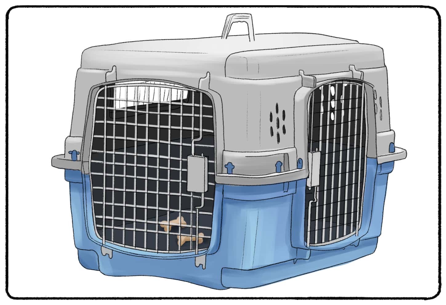 crate with treats for counter conditioning purposes