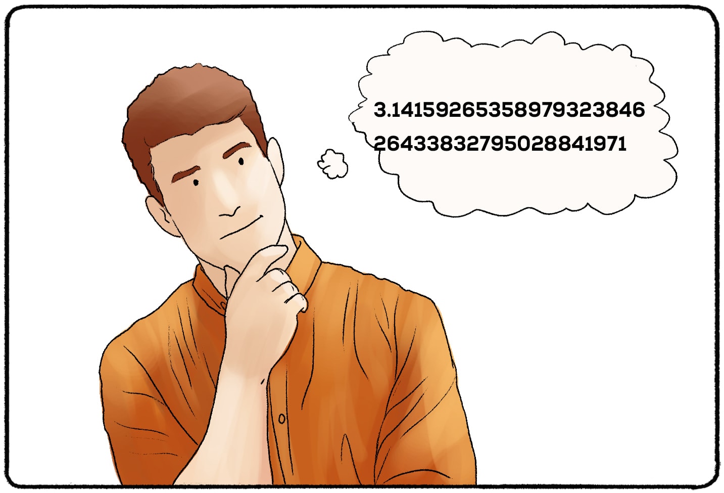 man thinking of pi