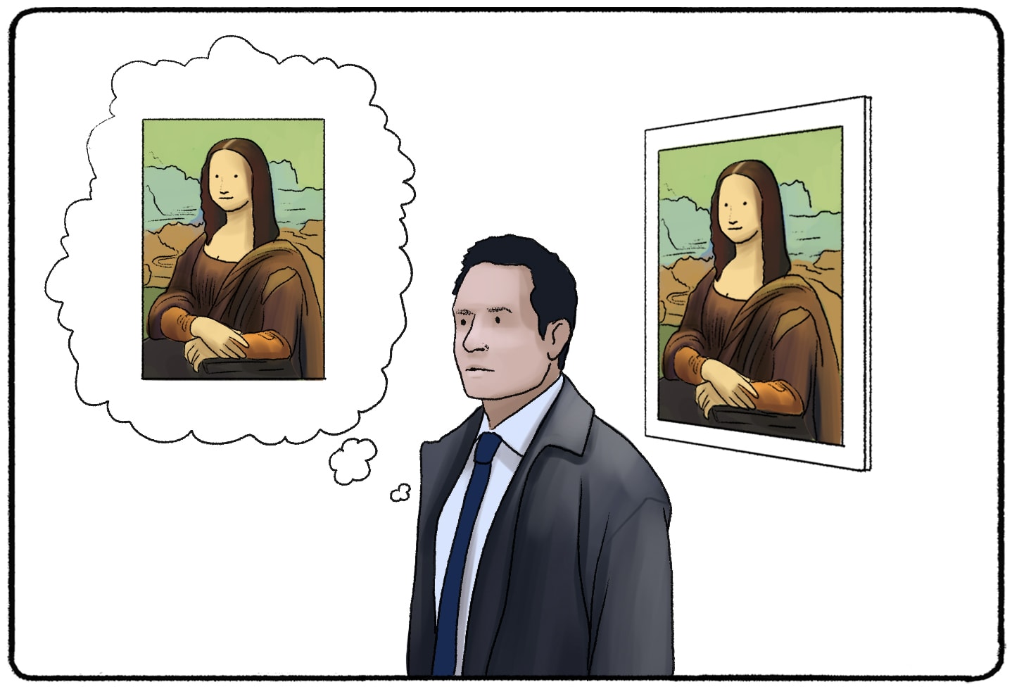 person remembering the mona lisa after looking away from it