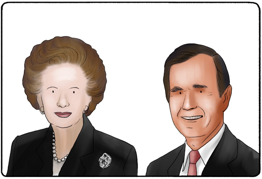 Margaret Thatcher and George Bush