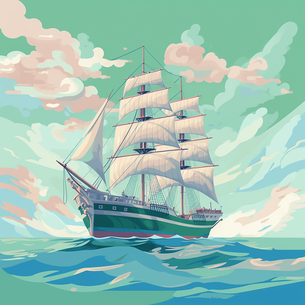 illustration of a ship on the ocean