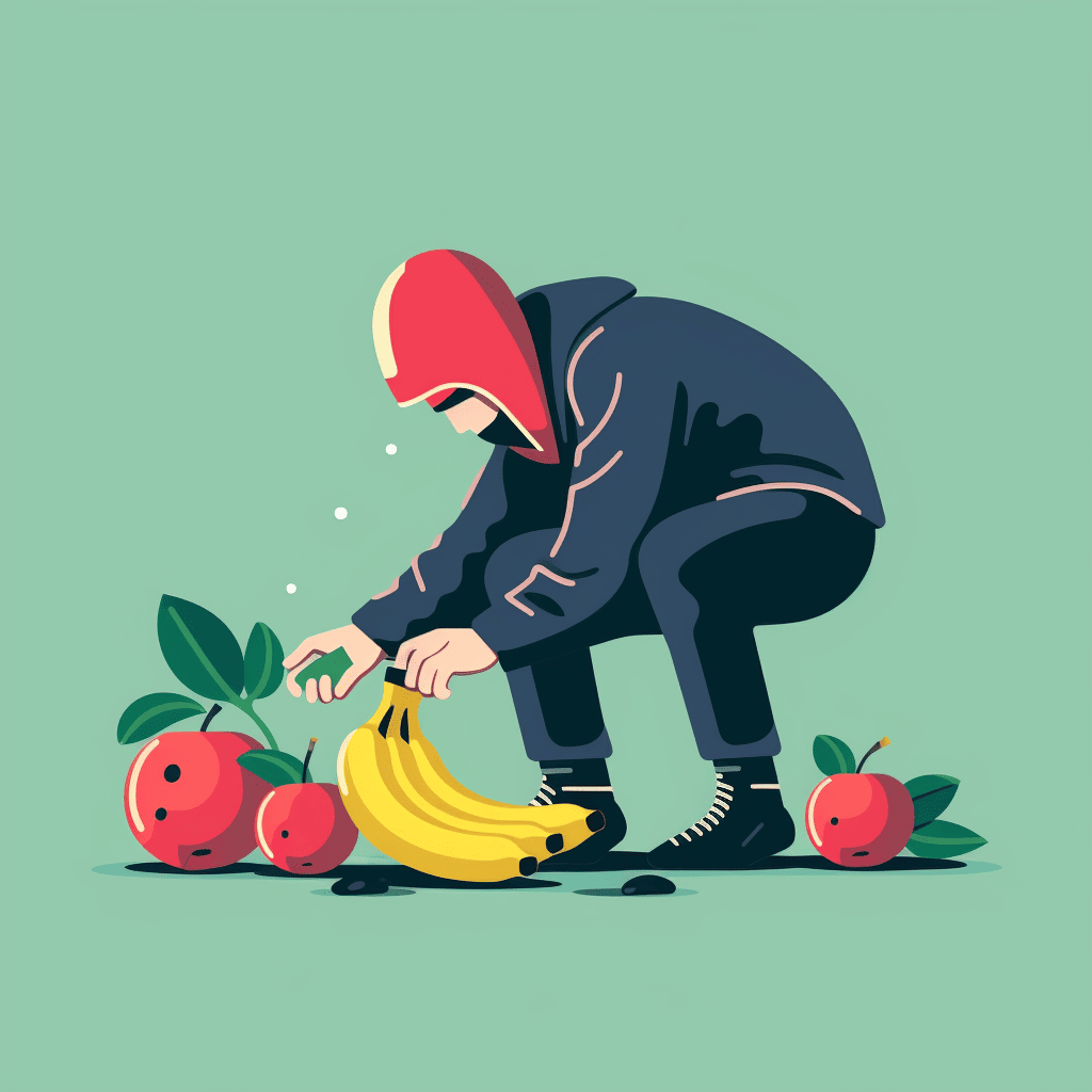 man stealing fruit