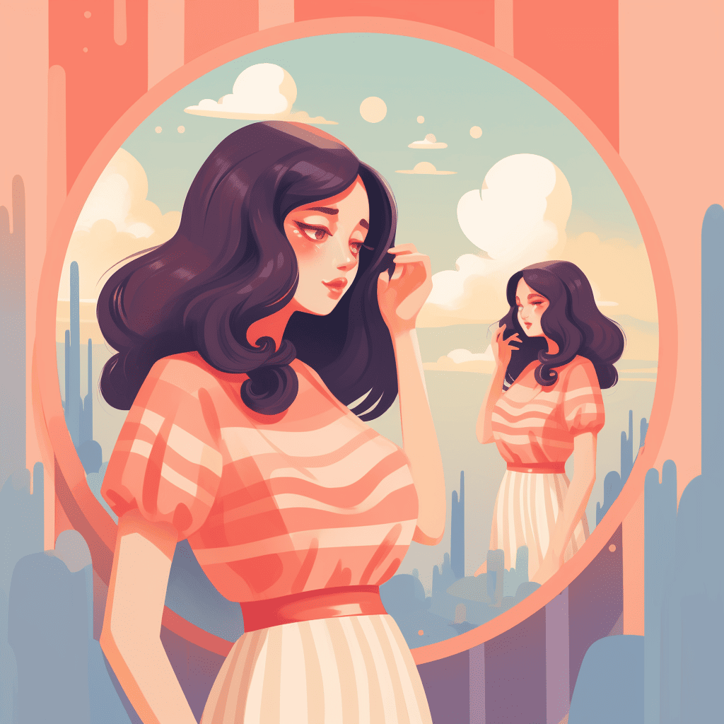 girl looking in a mirror