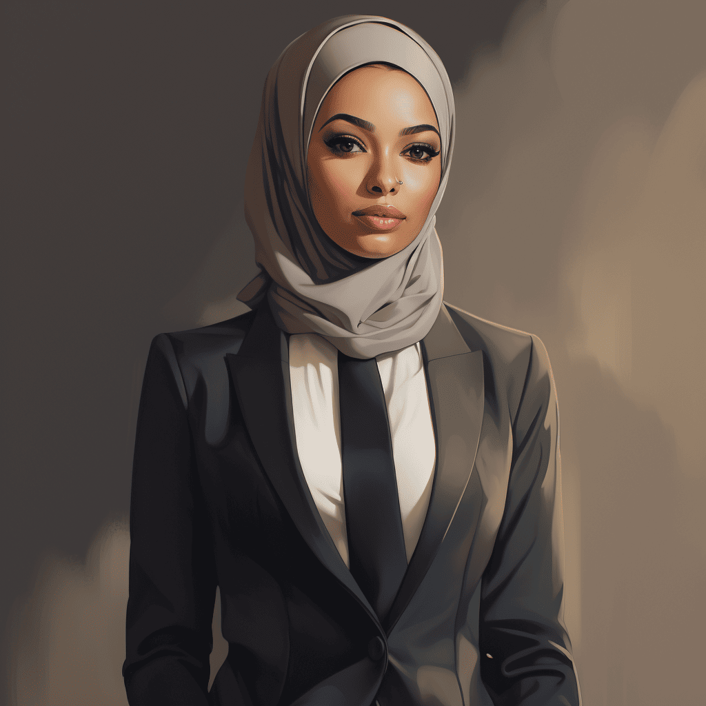 woman in a hijab and suit