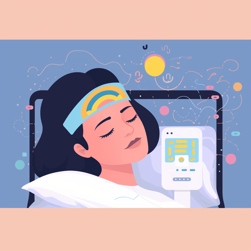 woman sleeping with a brain monitor