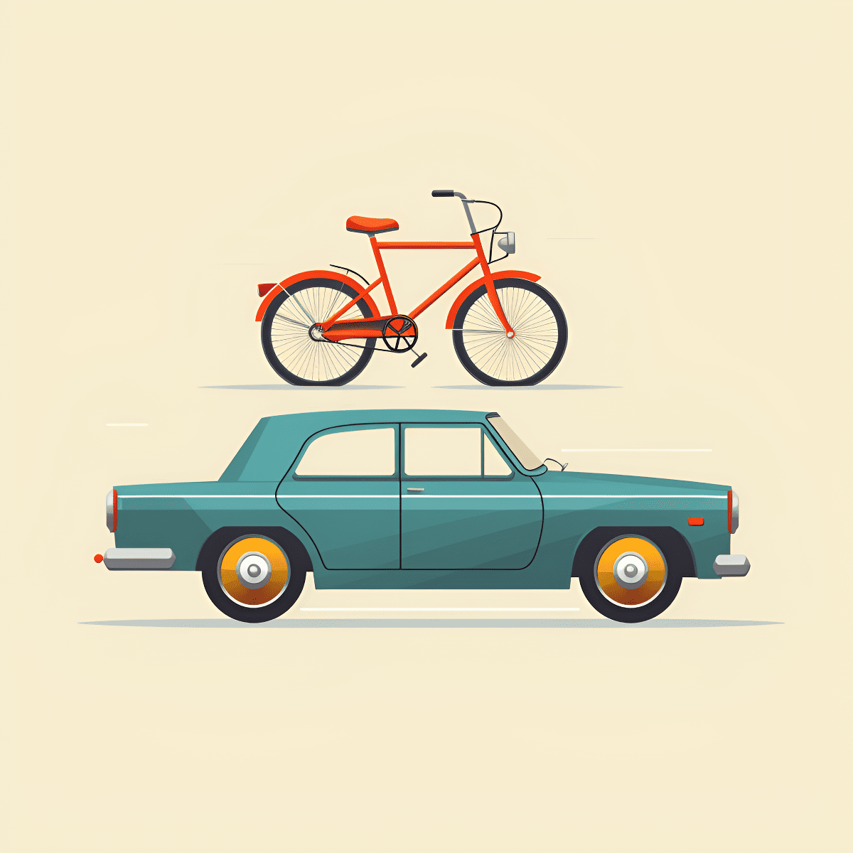 car and bicycle