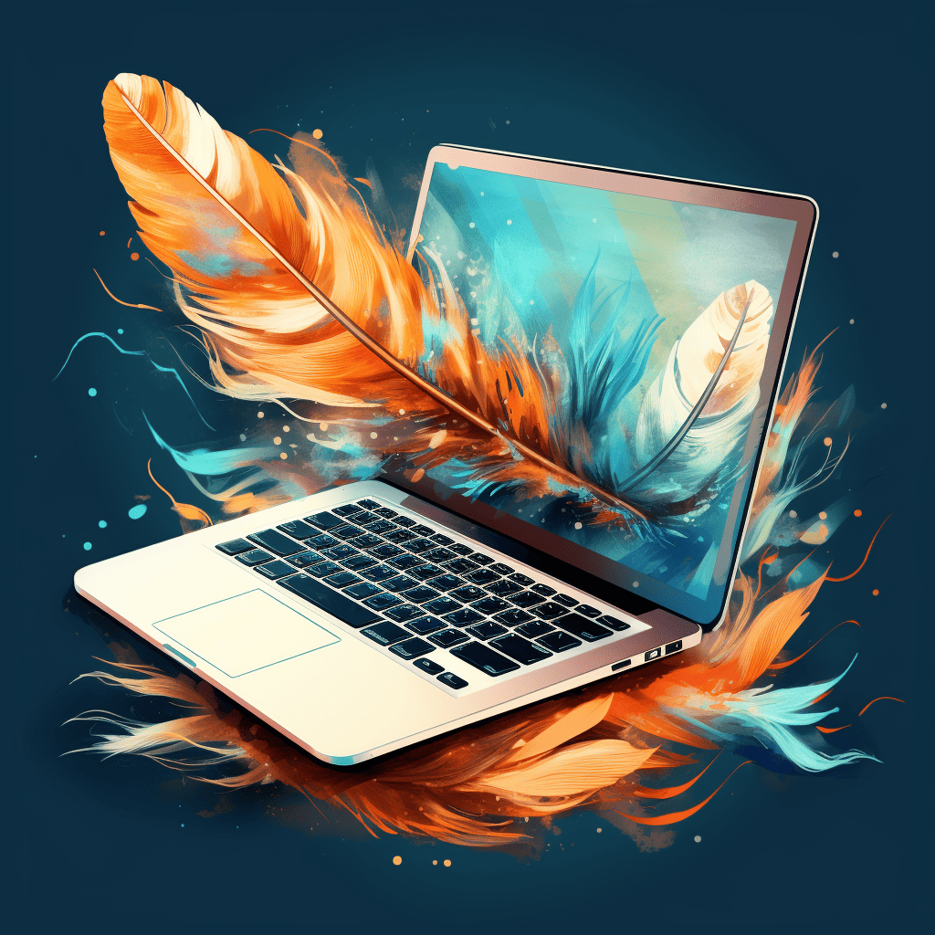 feather and a laptop