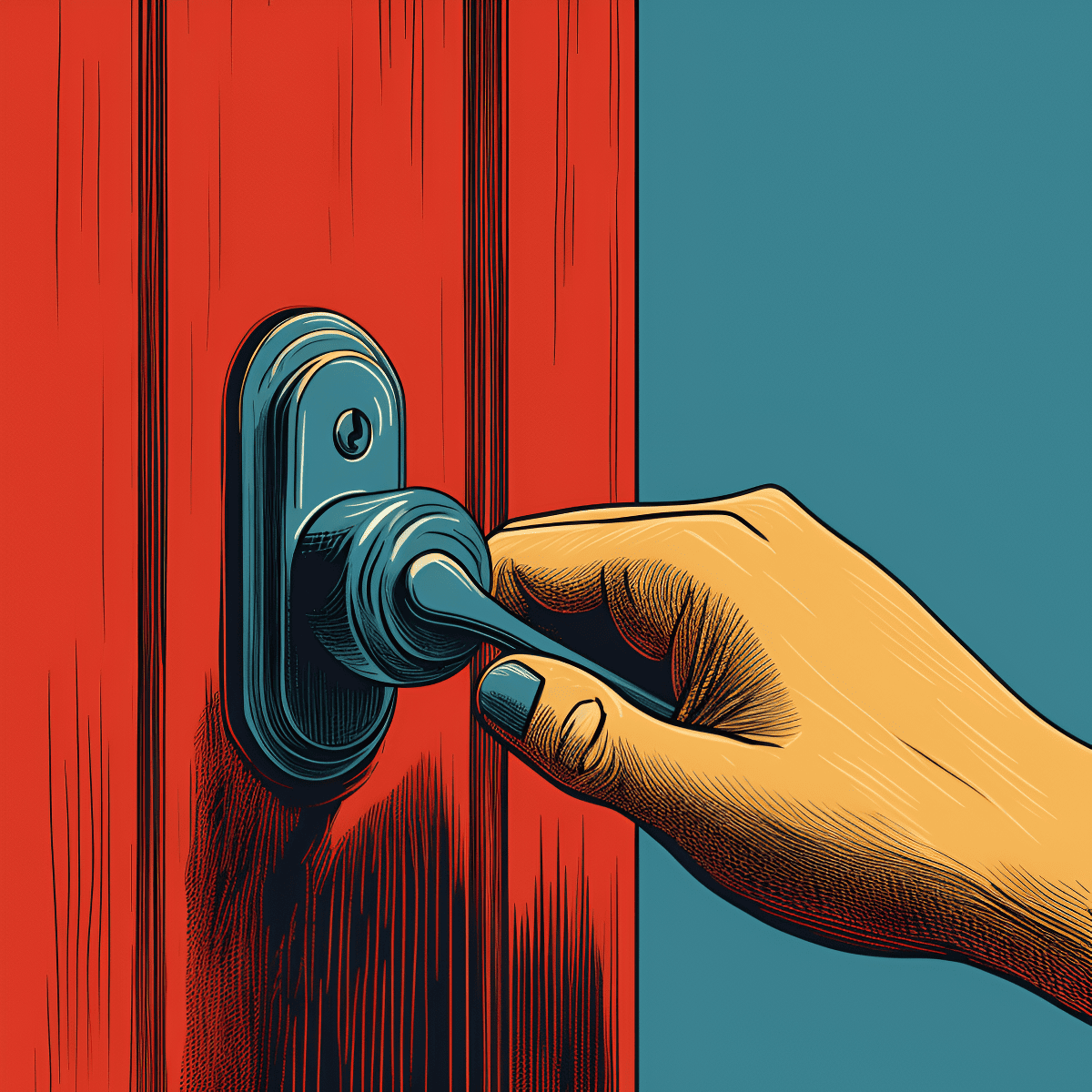 hand on a doorknob