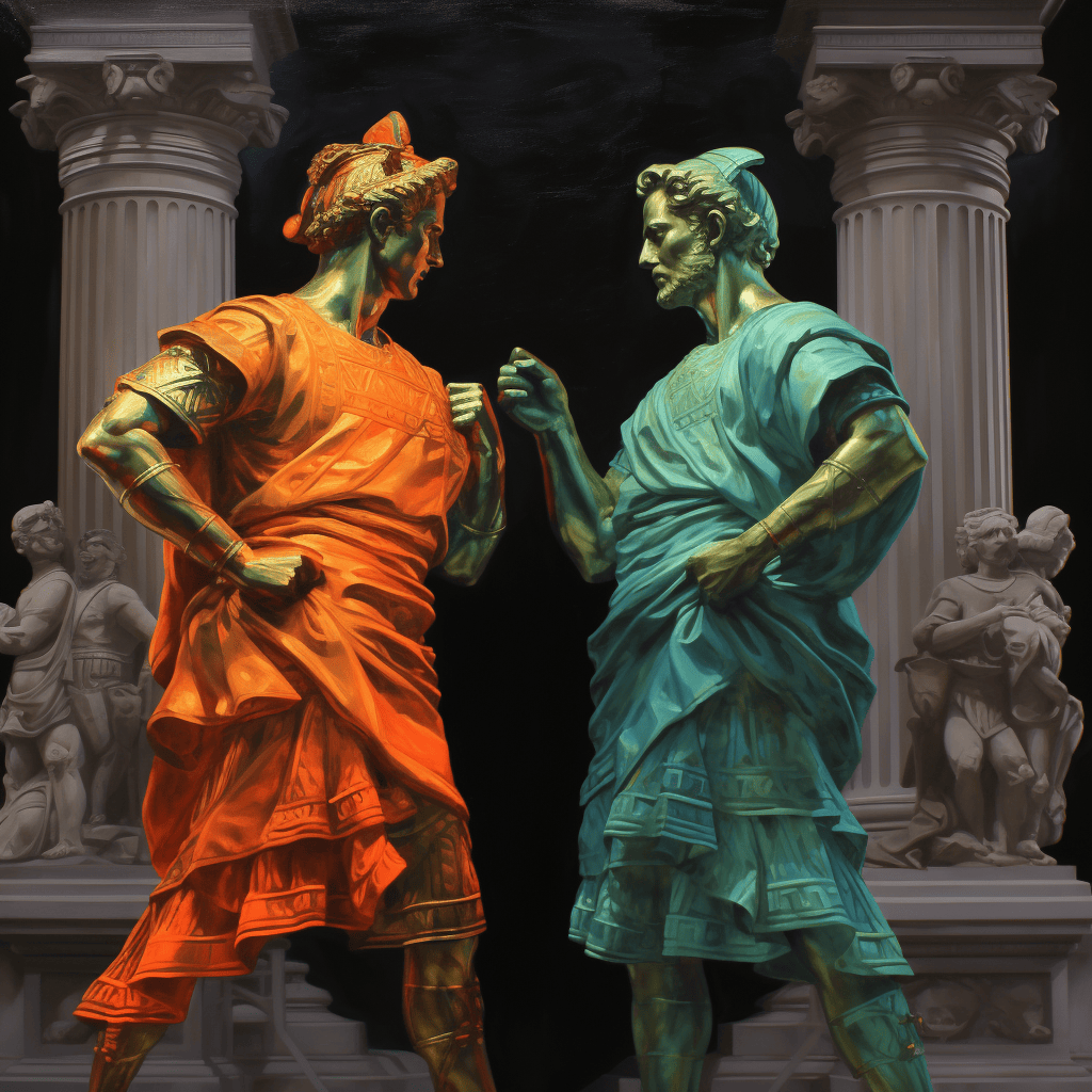roman statues debating