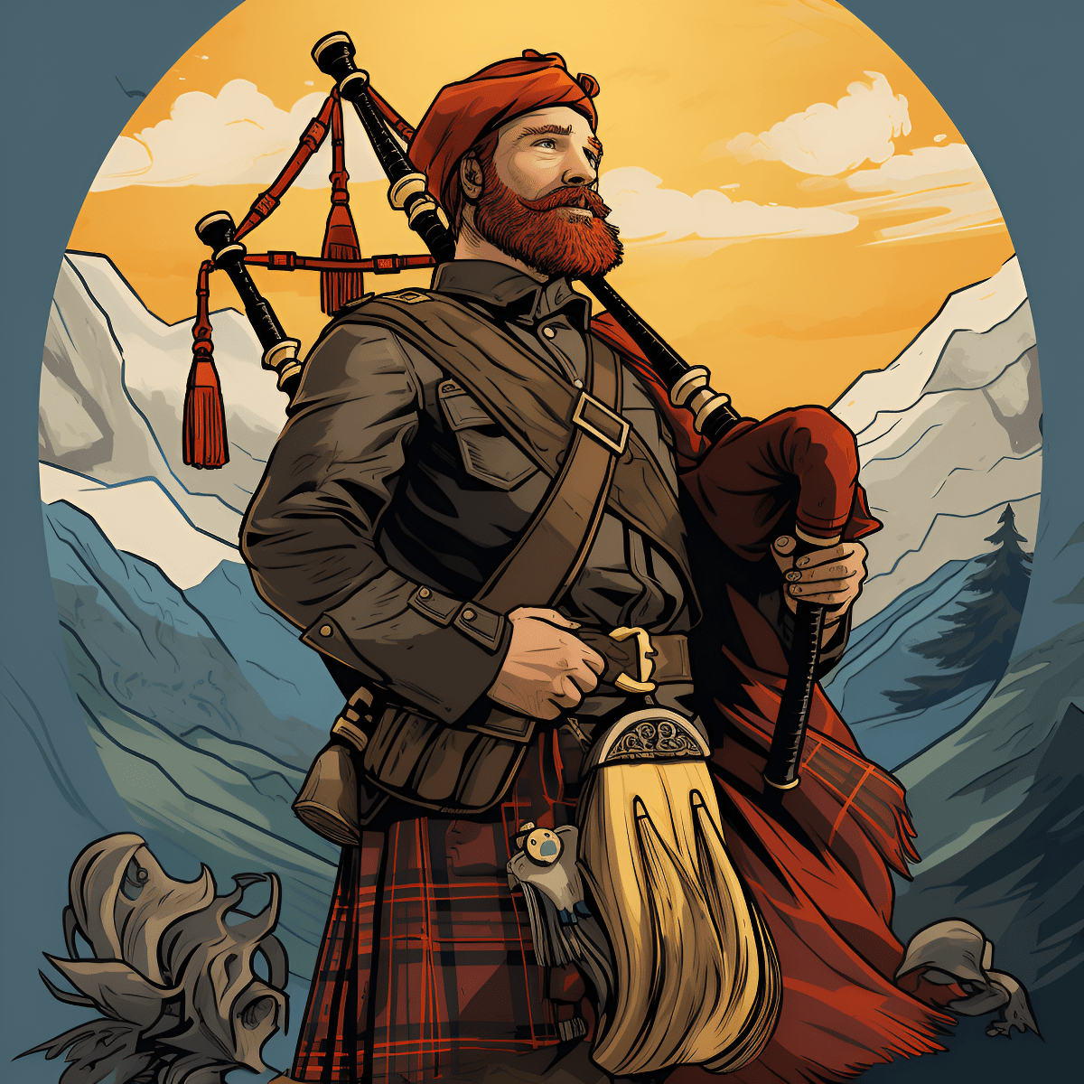 scotsman in a kilt and bagpipe