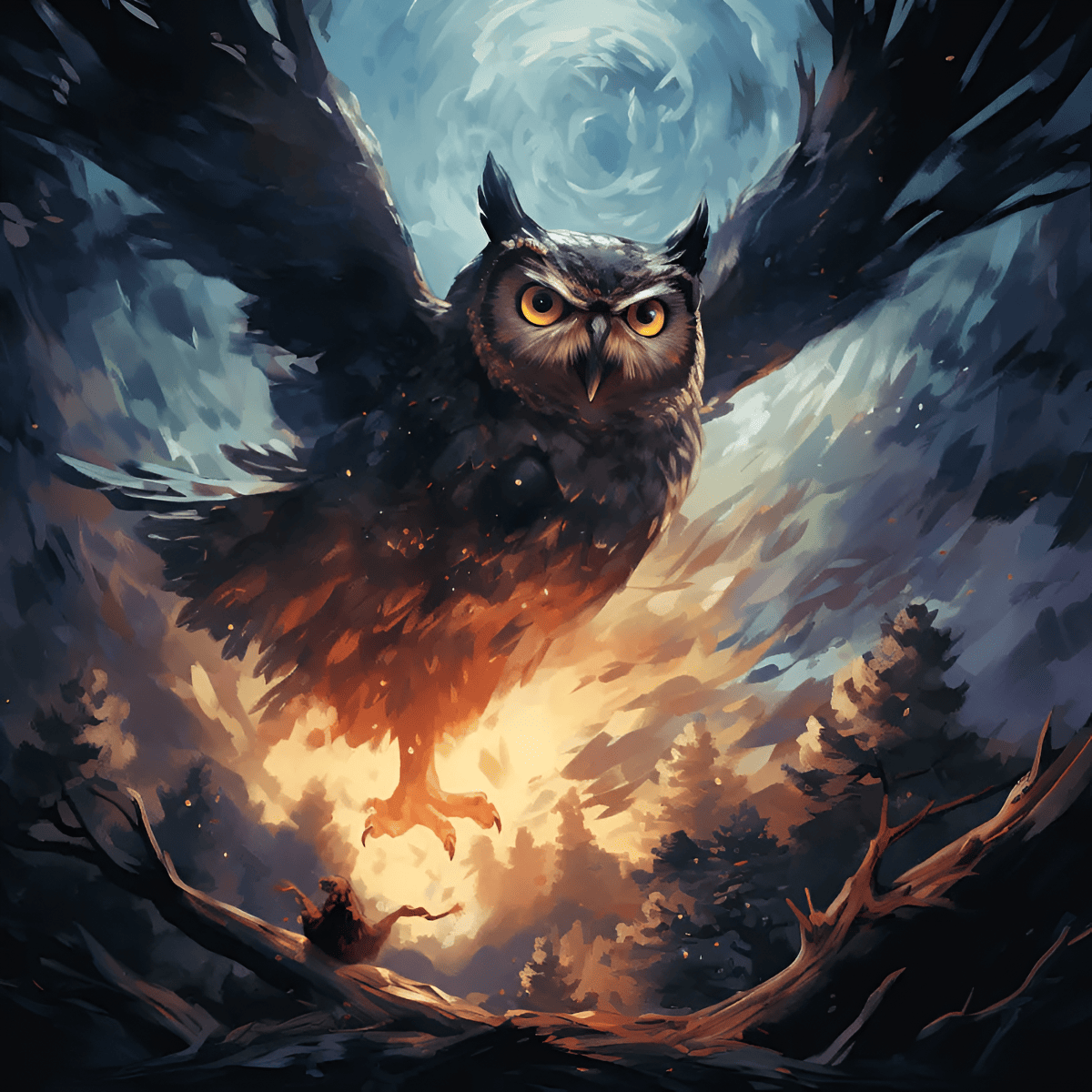 a fierce looking owl