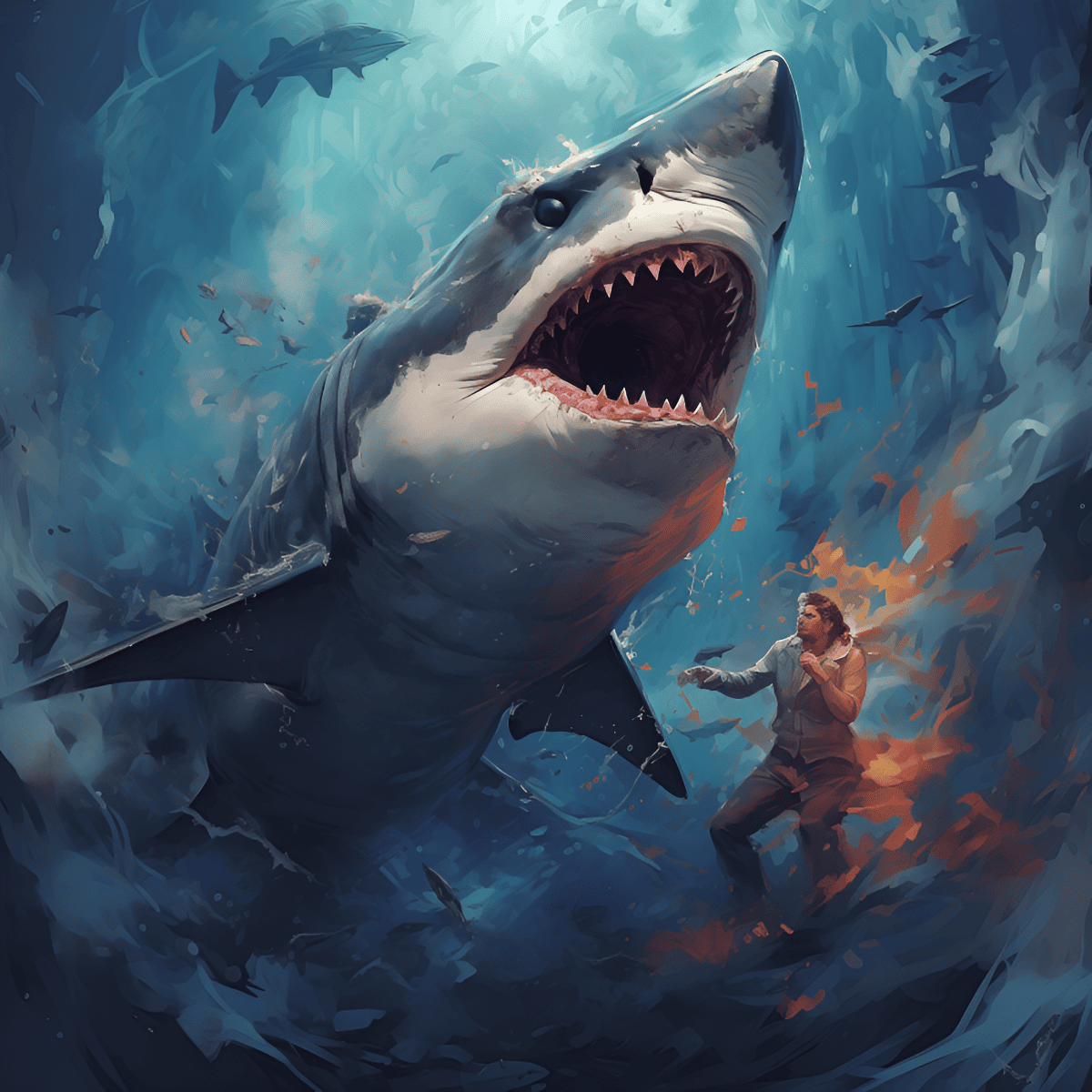 a shark attacking a person