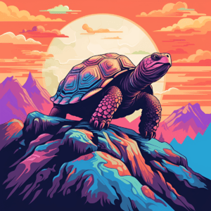 a turtle on top of a mountain