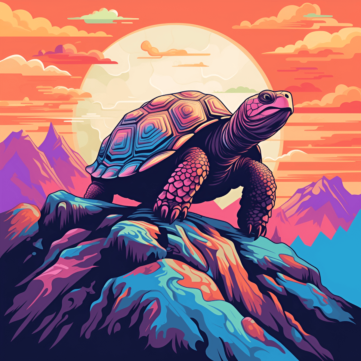 a turtle on top of a mountain