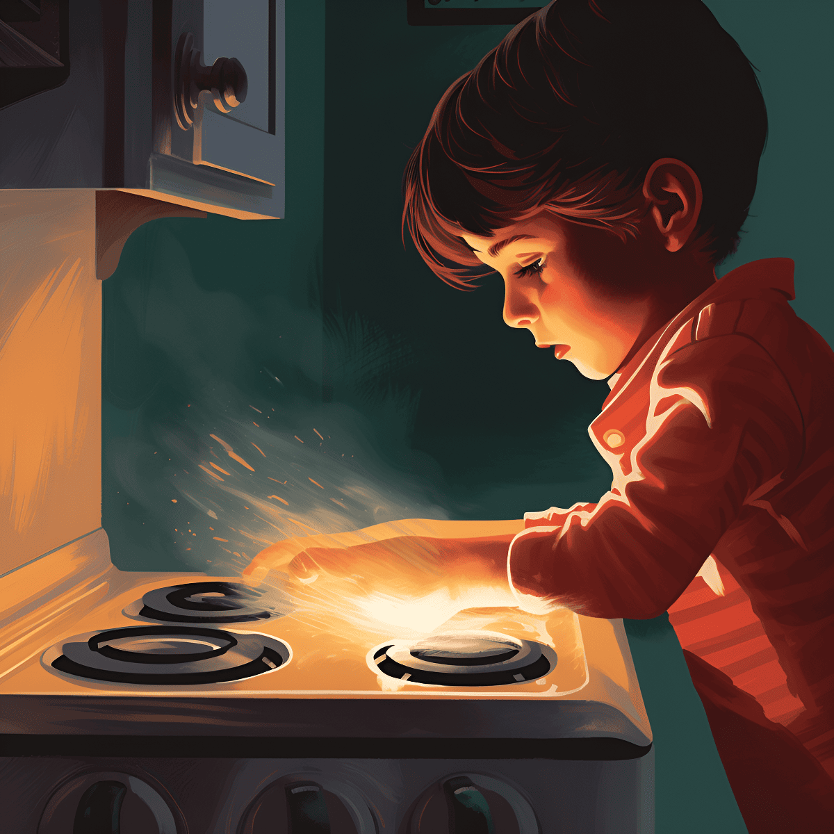 child and a hot stove