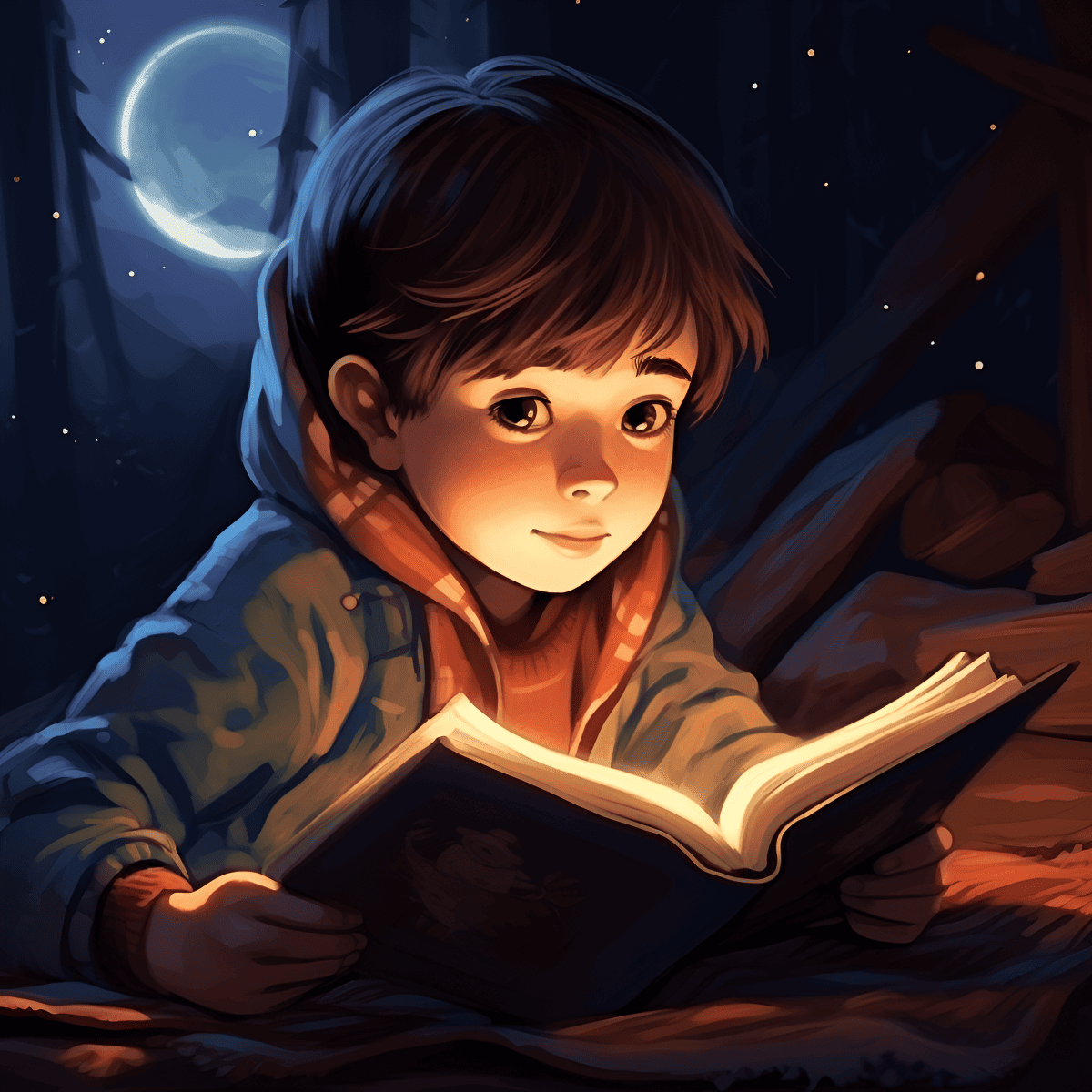 kid reading a book