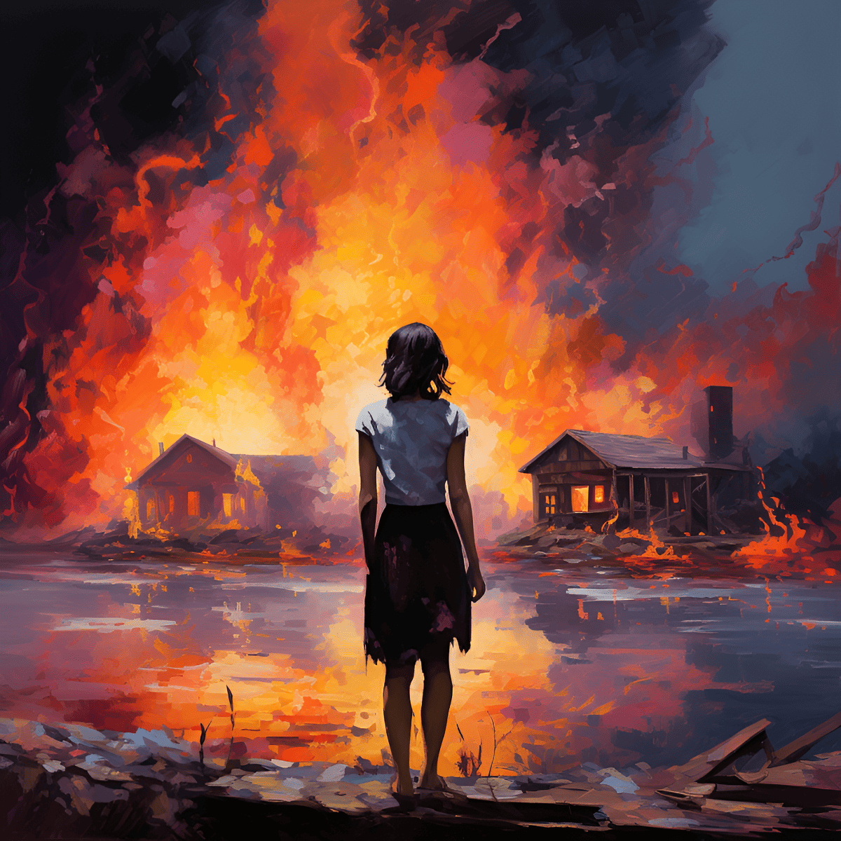 burning houses