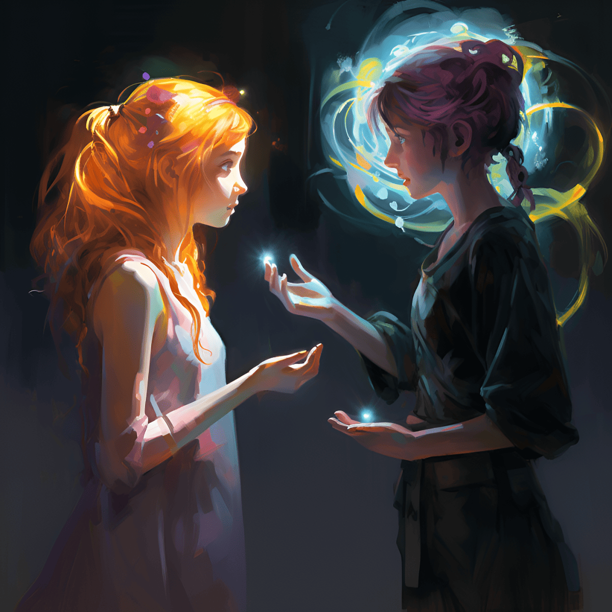 two girls talking