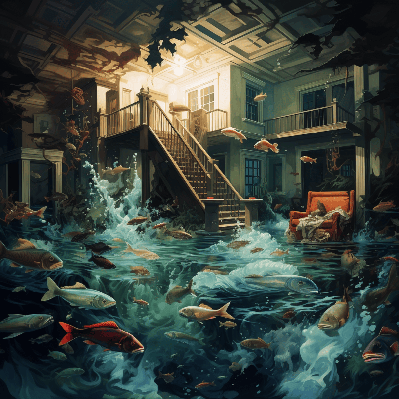 house flooded with fish