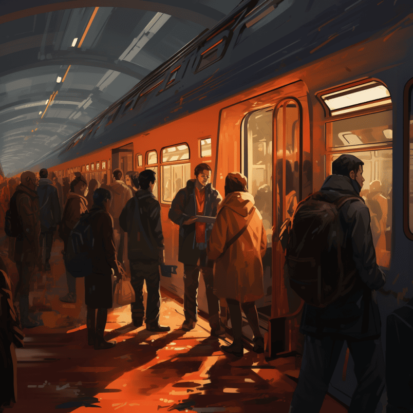 people boarding the train