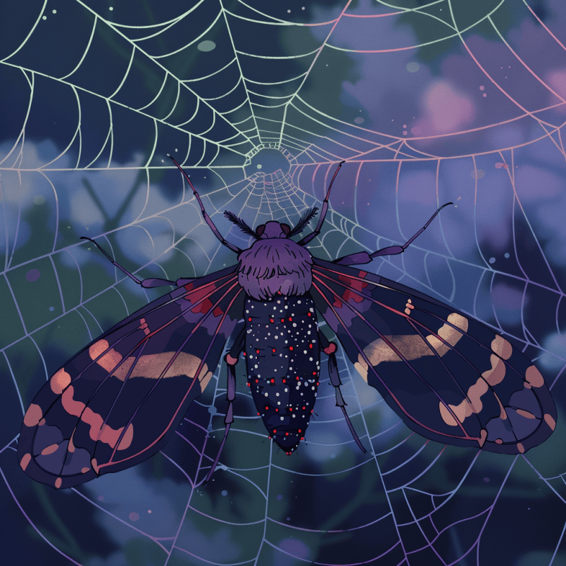 moth stuck on a spiderweb