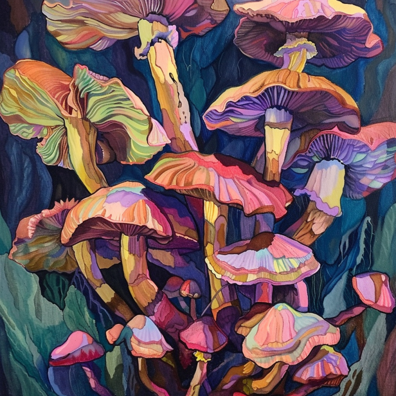 multi-colored mushrooms