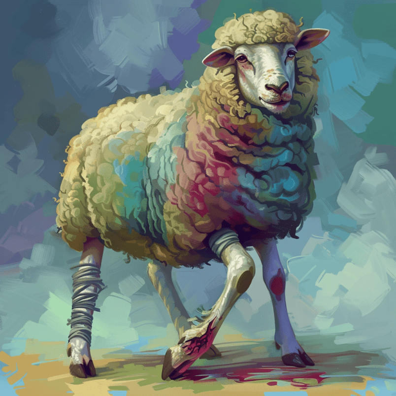 sheep with broken leg